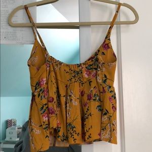 floral crop top, sinched back